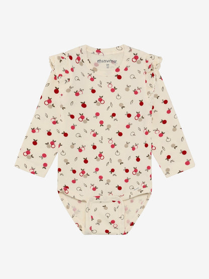 Minymo Body in Seedpearl mit Apfelprint, Frontansicht