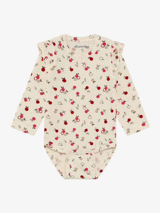 Minymo Body in Seedpearl mit Apfelprint, Frontansicht