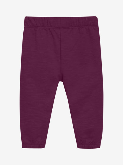 Rückansicht der himbeerfarbenen Baby Sweatpants aus Bio-Baumwolle