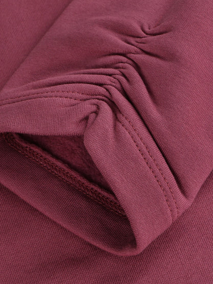 Minymo Bio Sweatleggings in Crushed Berry, Detailansicht Stoff