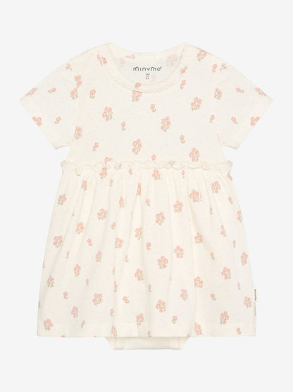 Minymo Body Kleid aus Bio Baumwolle mit Blumenprint in Weiss im Bärechind Kinderladen Winterthur Zürich Schweiz