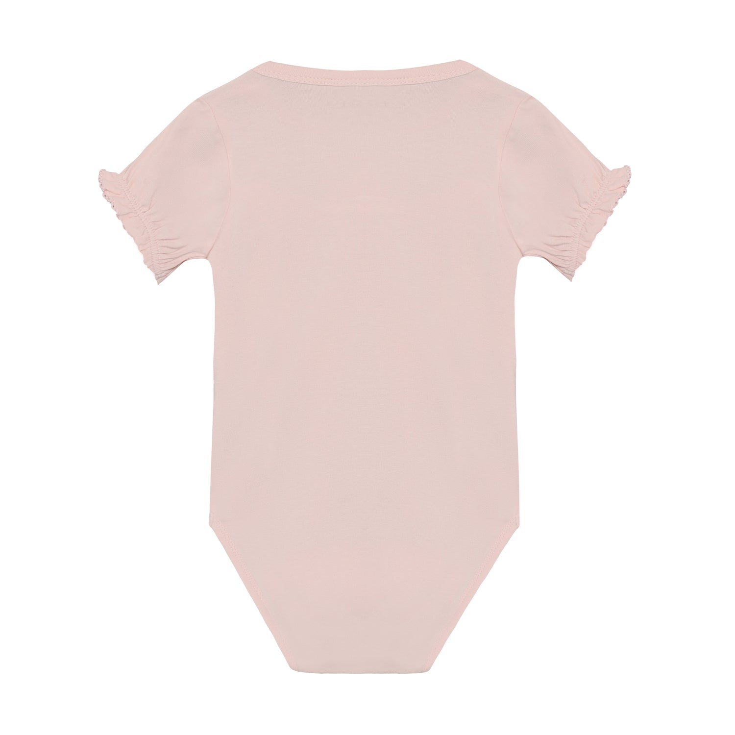 Rückansicht des Minymo Kurzarm Bodys in Rose aus Bio-Baumwolle im Bärechind Winterthur, Zürich, Schweiz