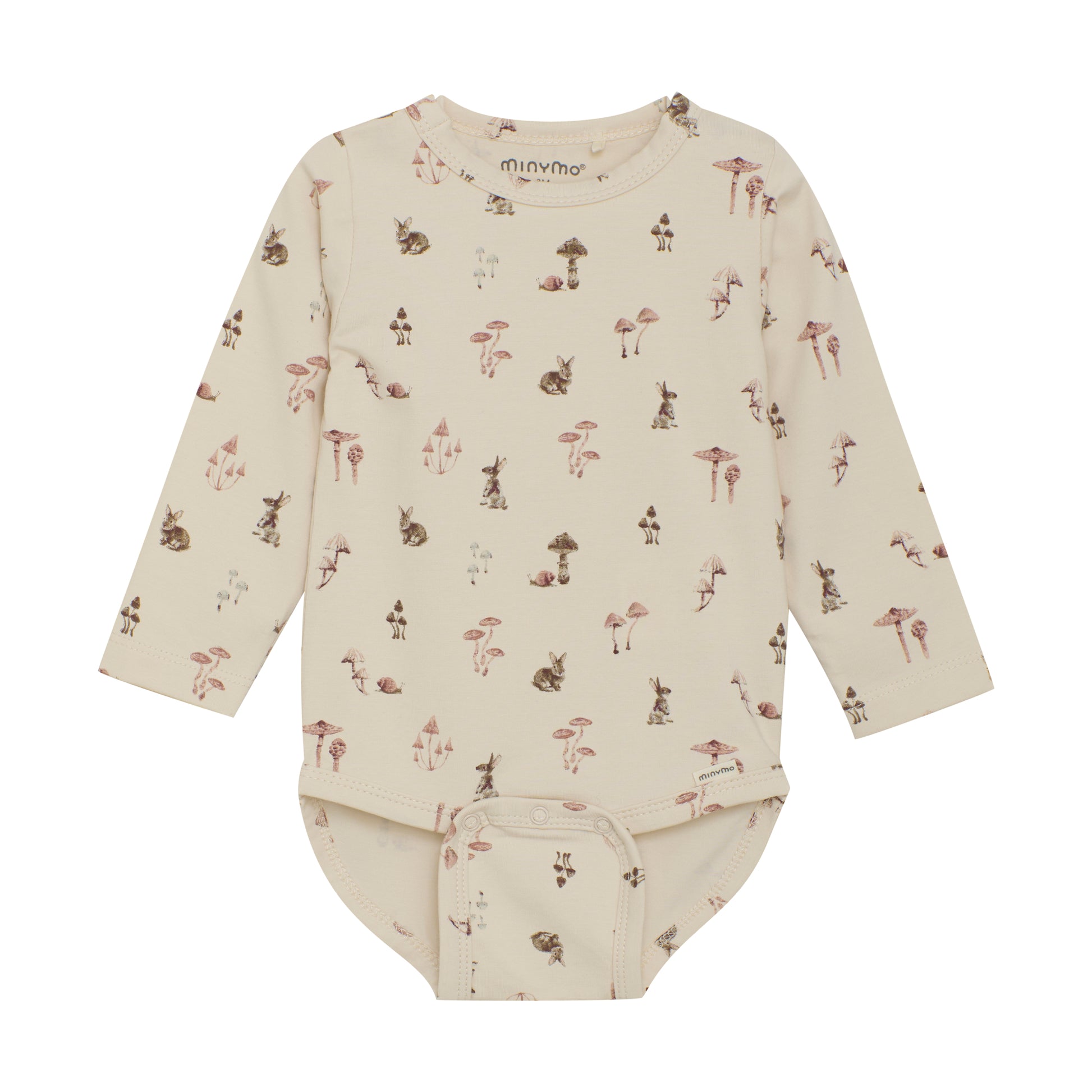 Langarm-Babybody von Minymo aus Baumwolle mit herbstlichem Hasen-Print – erhältlich bei Bärechind Winterthur