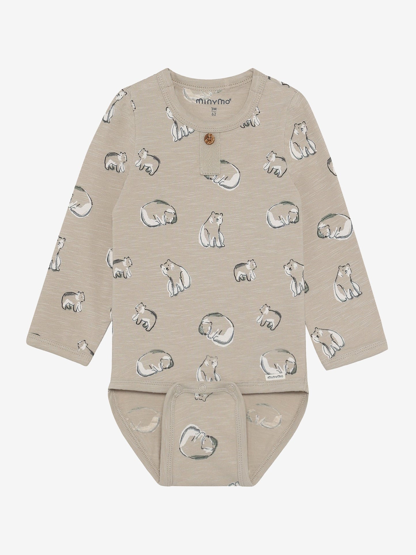 Minymo Body in Feather Gray mit Eisbär Print, Frontansicht