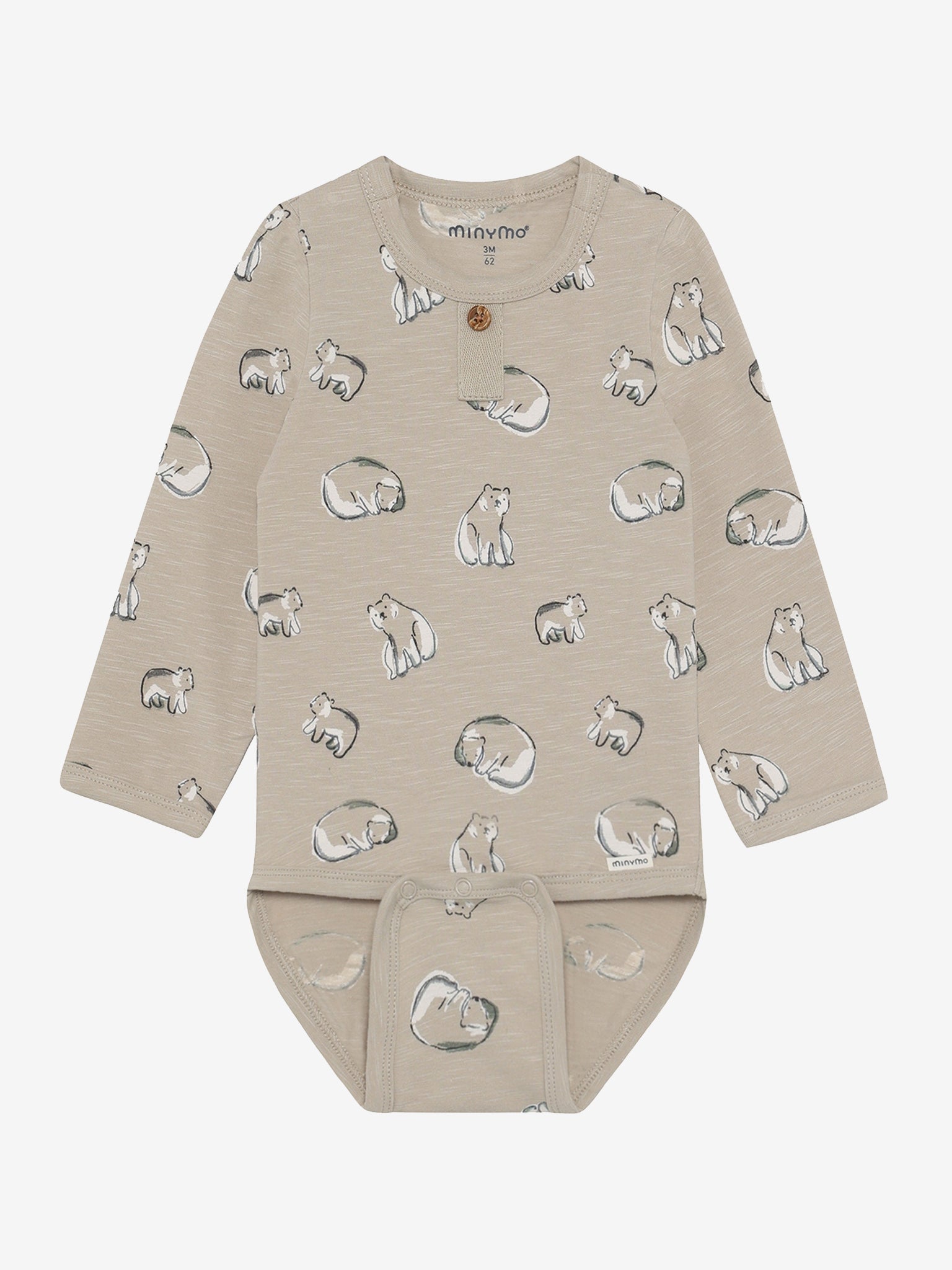Minymo Body in Feather Gray mit Eisbär Print, Frontansicht