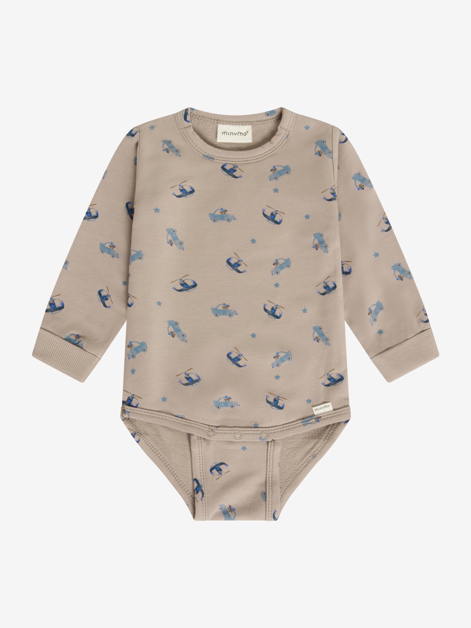 Minymo Body in Fungi mit Autos und Helikopter Print, Frontansicht