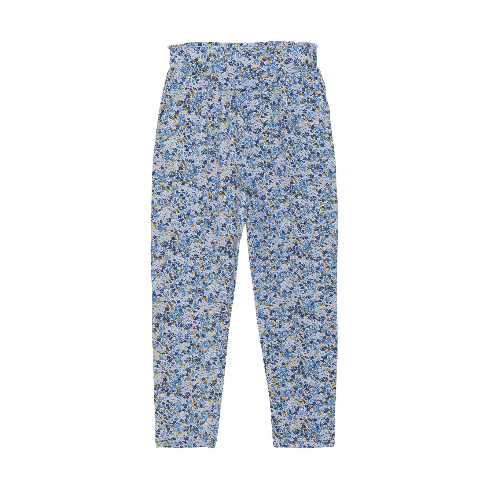 Minymo Hose True Blue mit floralem Muster und elastischem Bund. Perfekt für Kinder in Winterthur, Zürich, Schweiz.