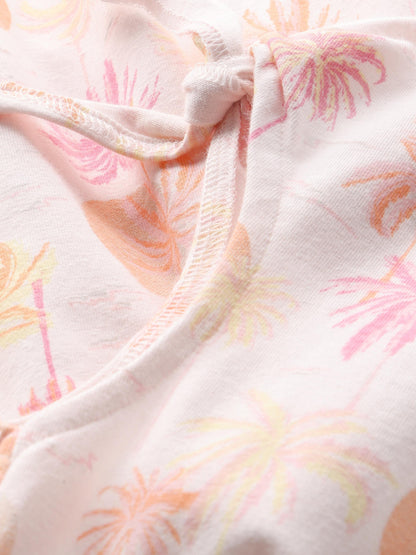 Detail Palmenprint auf Kinderkleid aus Bio Baumwolle von Minymo im Bärechind Kinderladen Winterthur Zürich Schweiz