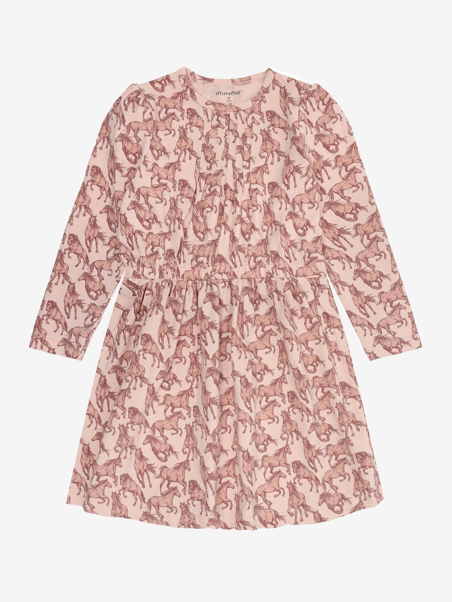 Minymo Langarmkleid in Cameo Rose mit Pferdeprint, Frontansicht