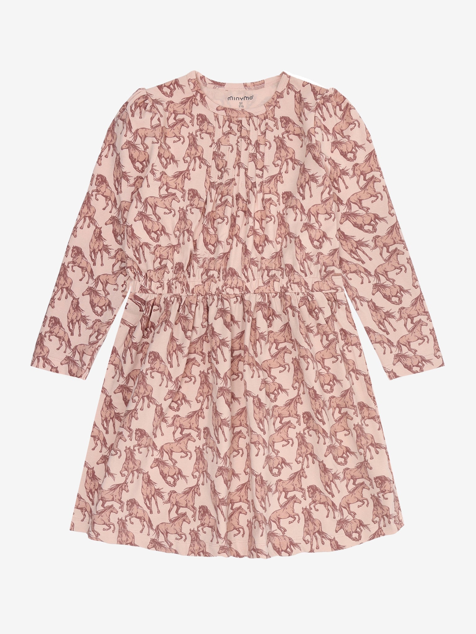 Minymo Langarmkleid in Cameo Rose mit Pferdeprint, Frontansicht