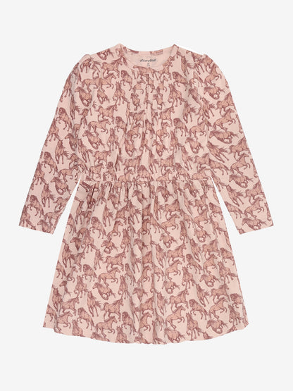 Minymo Langarmkleid in Cameo Rose mit Pferdeprint, Frontansicht