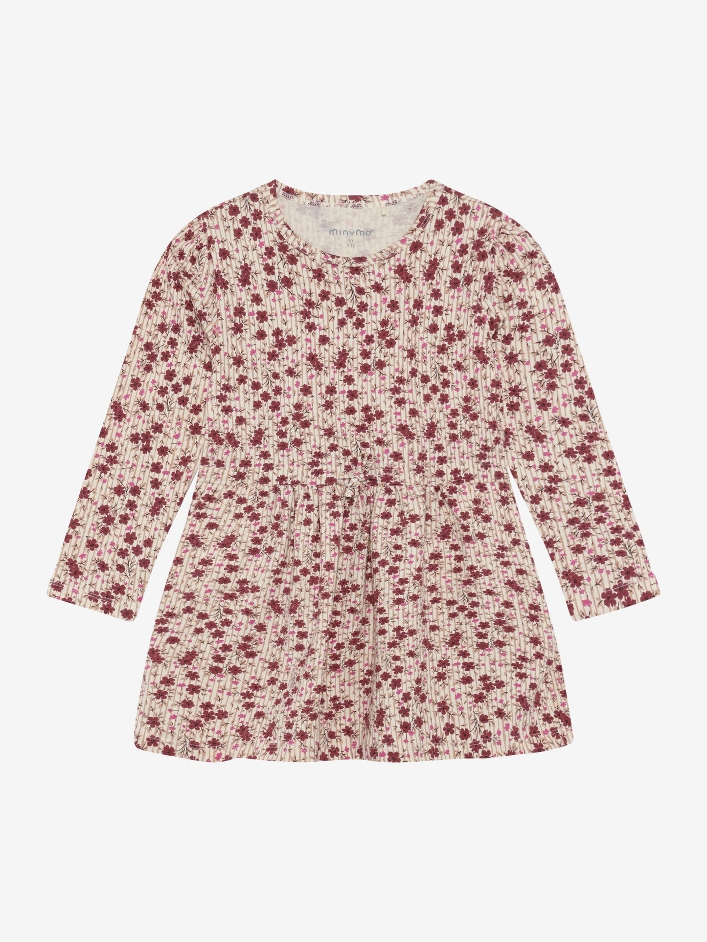 Minymo Langarmkleid in Seedpearl mit Blumenprint, Frontansicht