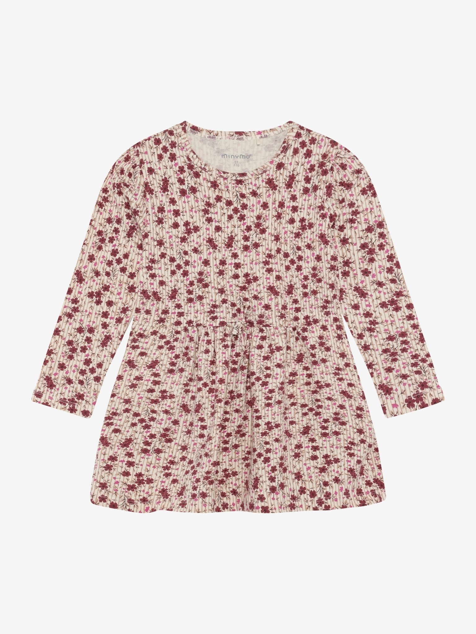 Minymo Langarmkleid in Seedpearl mit Blumenprint, Frontansicht