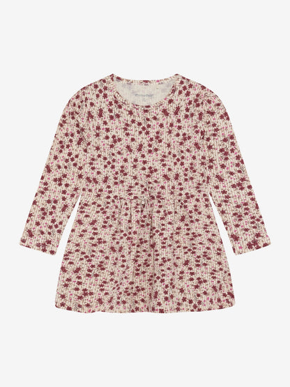 Minymo Langarmkleid in Seedpearl mit Blumenprint, Frontansicht