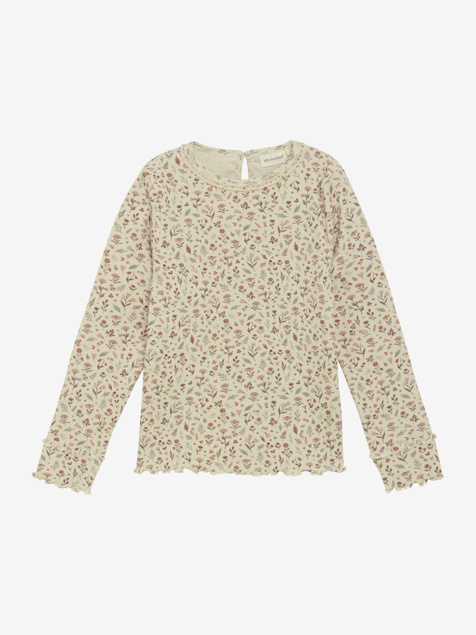 Langarmshirt mit Blumenprint aus Bio-Baumwolle von Minymo – nachhaltig und stilvoll erhältlich im Bärechind in Winterthur, Schweiz.