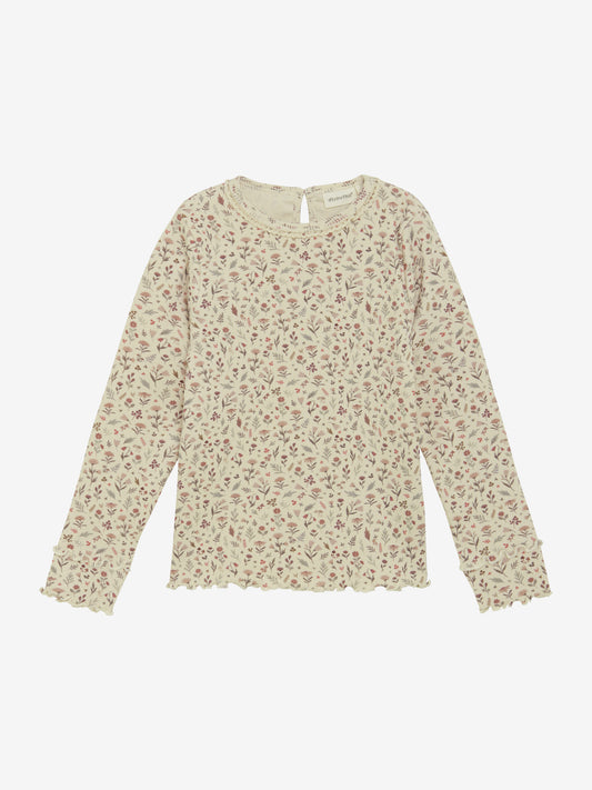 Langarmshirt mit Blumenprint aus Bio-Baumwolle von Minymo – nachhaltig und stilvoll erhältlich im Bärechind in Winterthur, Schweiz.