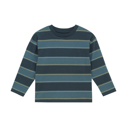 Minymo Langarmshirt gestreift Midnight Navy Vorderansicht