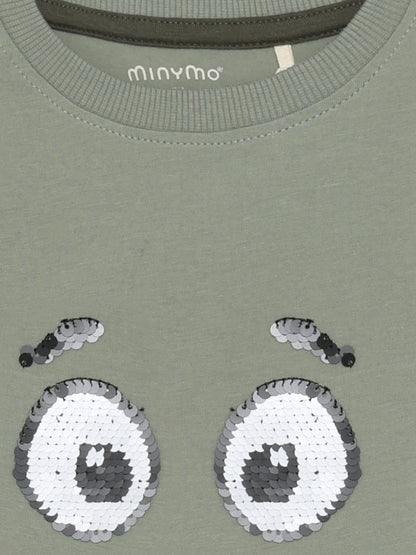 Nahaufnahme Wendepailletten Augen auf Minymo Shirt Shadow