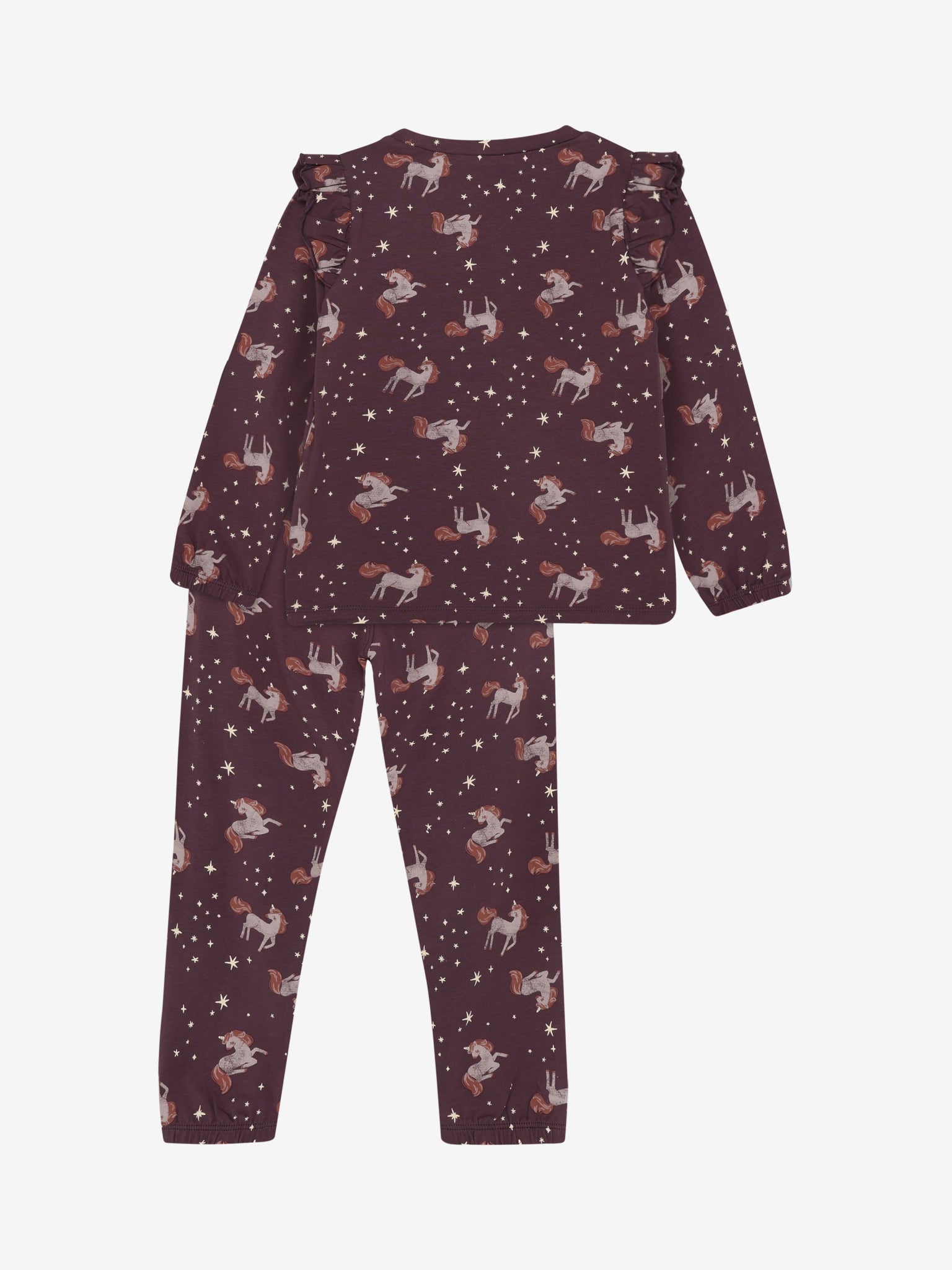 Minymo Pyjama Set in Huckleberry, Rückansicht Hose und Shirt