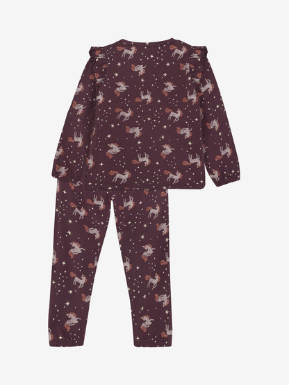 Minymo Pyjama Set in Huckleberry, Rückansicht Hose und Shirt