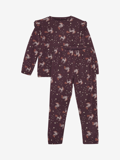 Minymo Pyjama Set in Huckleberry mit Einhorn und Sternenprint