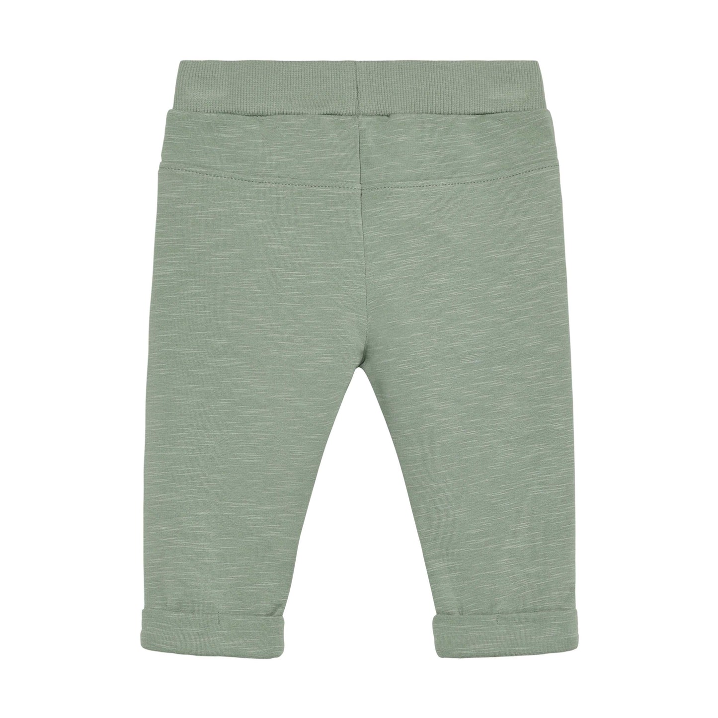 Rückansicht der grünen MINYMO Sweat Hose für Babys und Kleinkinder, Kinderladen Bärechind Winterthur Schweiz