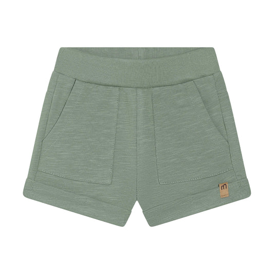 Grüne MINYMO Sweat Shorts aus Bio-Baumwolle für Babys und Kinder, erhältlich im Bärechind in Winterthur, Zürich, Schweiz