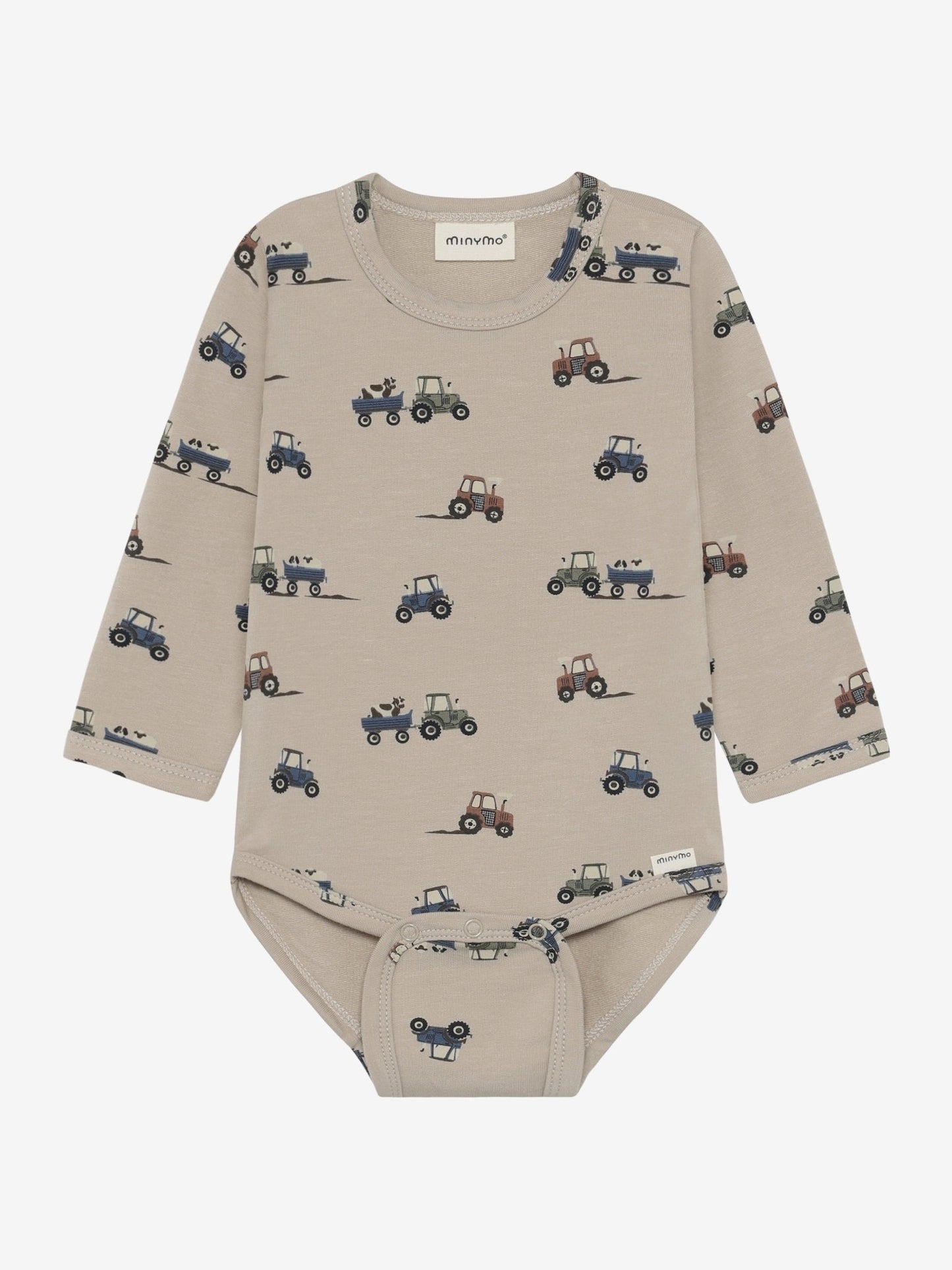 Minymo Sweatbody in Feather Gray mit Traktorenprint, Frontansicht