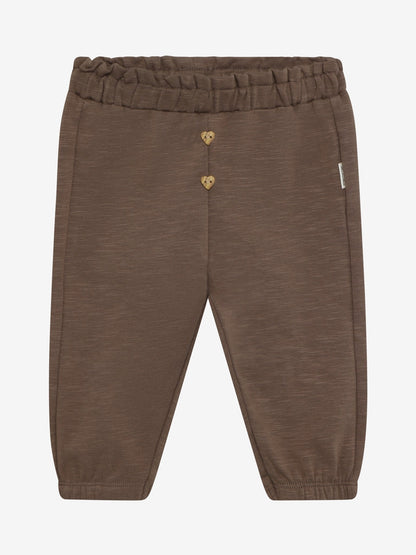 Minymo Sweathose Baby Chocolate Chip Vorderansicht mit Herzknöpfen
