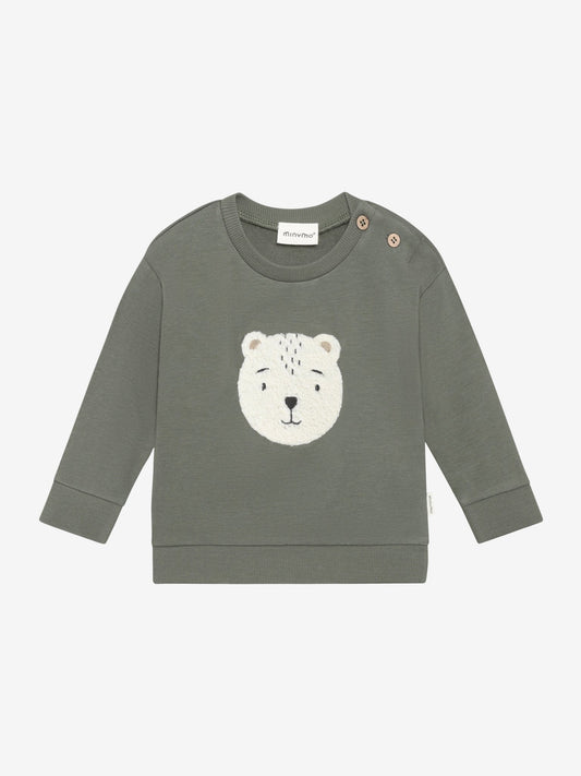 Minymo Sweatshirt in Beetle mit Eisbär Motiv, Frontansicht