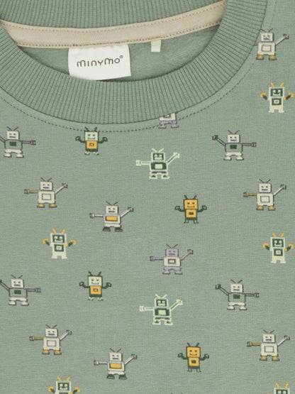 Minymo Sweatshirt Shadow Nahaufnahme Roboterprint