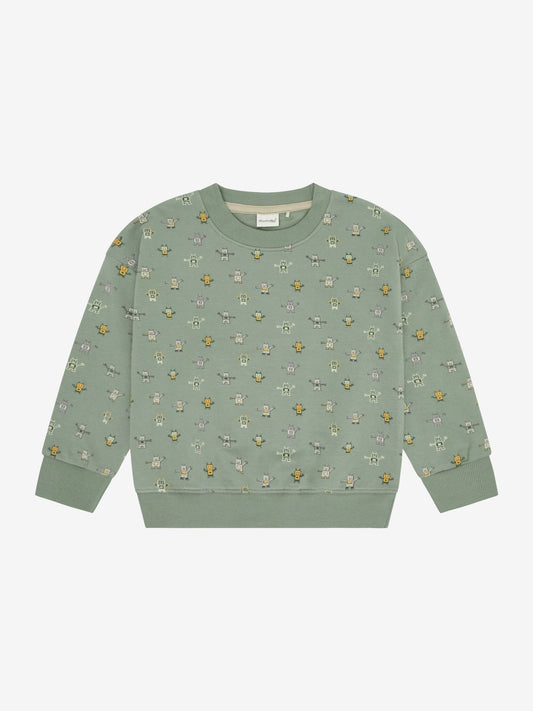 Minymo Sweatshirt Shadow Vorderansicht mit Roboterprint