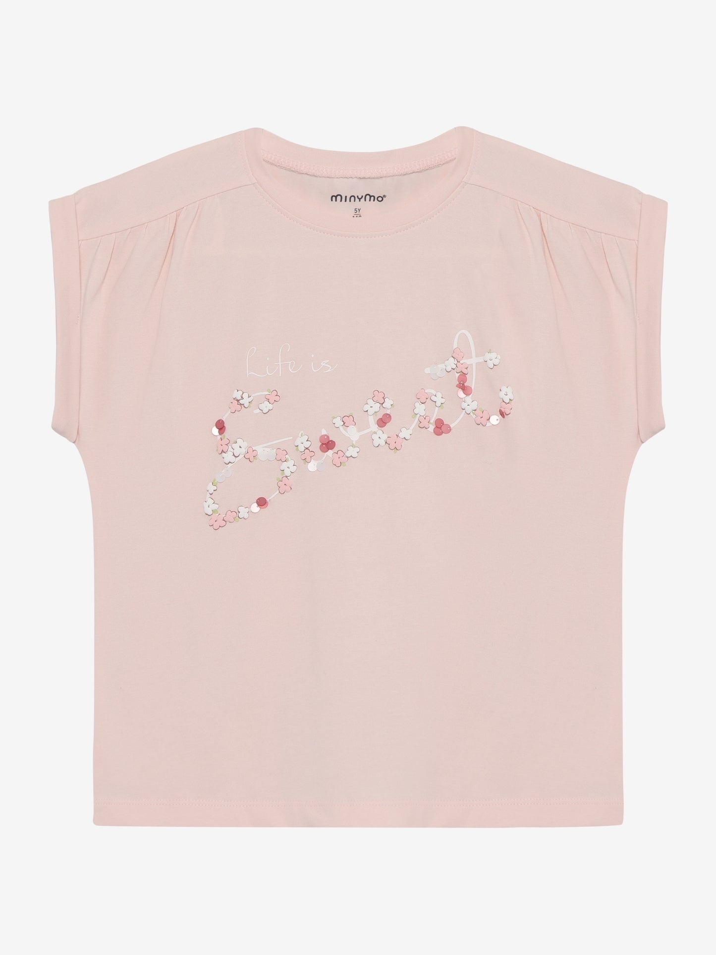 Rosa Kinder T Shirt mit Sweet Print von Minymo im Bärechind Kinderladen Winterthur Zürich Schweiz