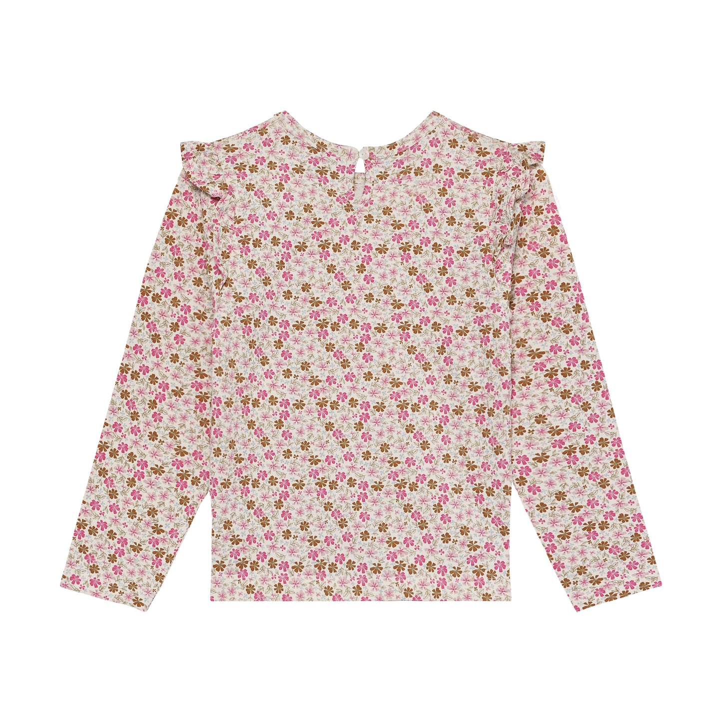 Rückansicht Minymo Kinder T-Shirt langarm mit Blumenmuster, Bärechind Winterthur Zürich Schweiz