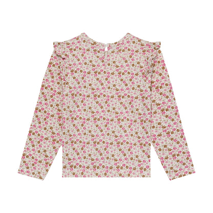 Rückansicht Minymo Kinder T-Shirt langarm mit Blumenmuster, Bärechind Winterthur Zürich Schweiz