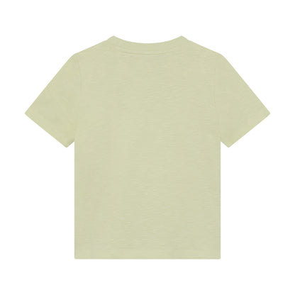 Rückansicht Minymo Kinder T-Shirt in Hellgrün, nachhaltige Kindermode im Bärechind Winterthur Zürich Schweiz.