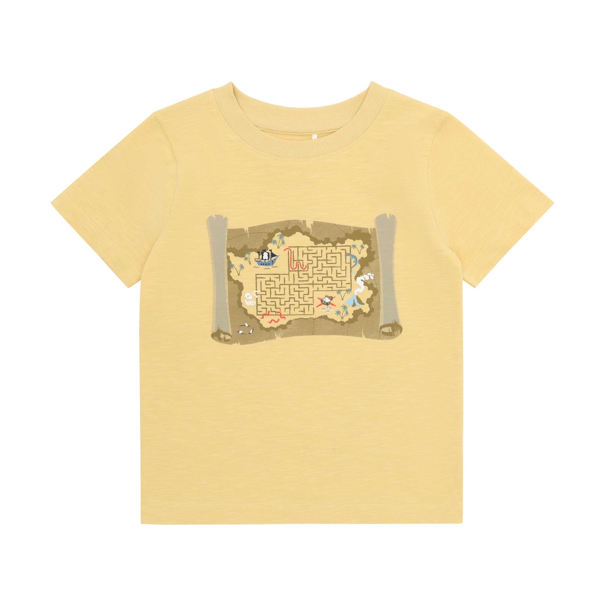 Minymo T-Shirt mit Schatzkarten-Print in Sand, Kinderladen Bärechind Winterthur Zürich Schweiz