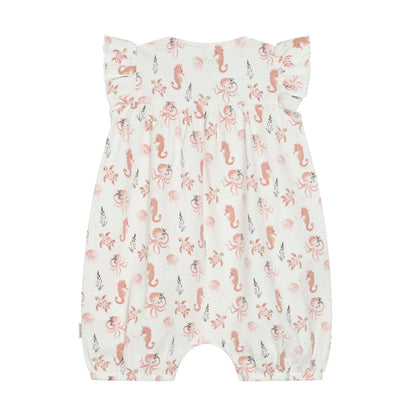 Rückansicht des Minymo Unterwasser Stramplers in Rose aus Bio-Baumwolle im Bärechind Winterthur, Zürich, Schweiz