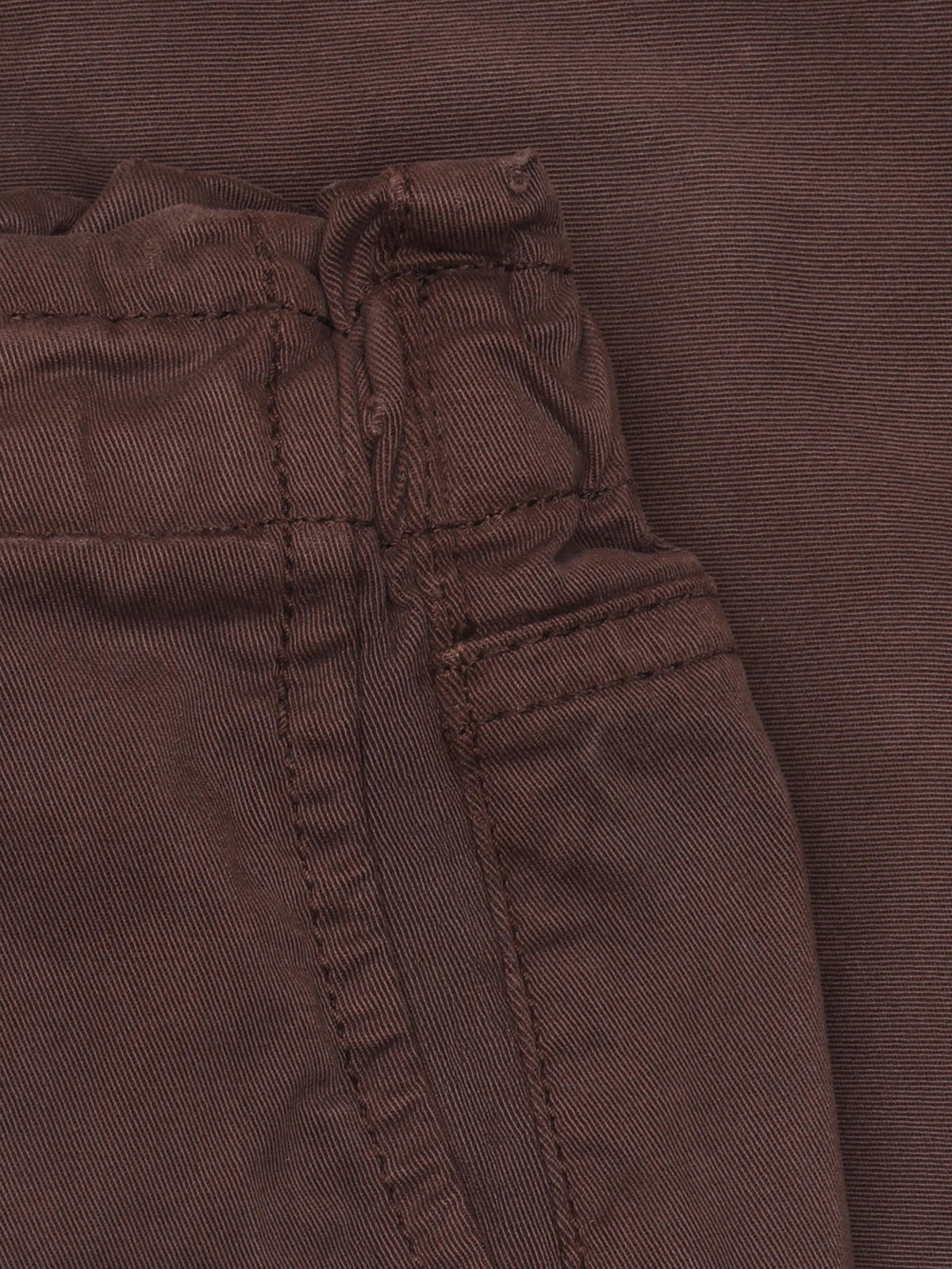 Minymo Twillhose in Huckleberry, Detailansicht Bund mit Kordelzug