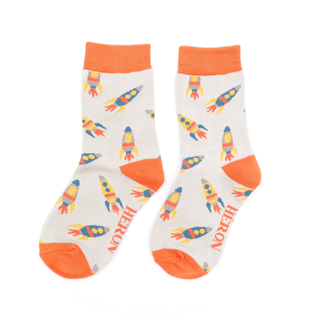 Miss Sparrow Bambus Socken Kinder mit Raketen Motiv