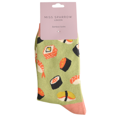 Miss Sparrow Bambus Socken mit Sushi Motiven