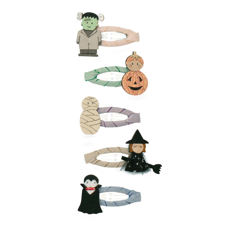 Set Monster Mini Haarclips mit Hexe, Kürbis, Vampir, Mumie & Frankenstein, Mimi & Lula, erhältlich im Bärechind Winterthur, Zürich Schweiz.