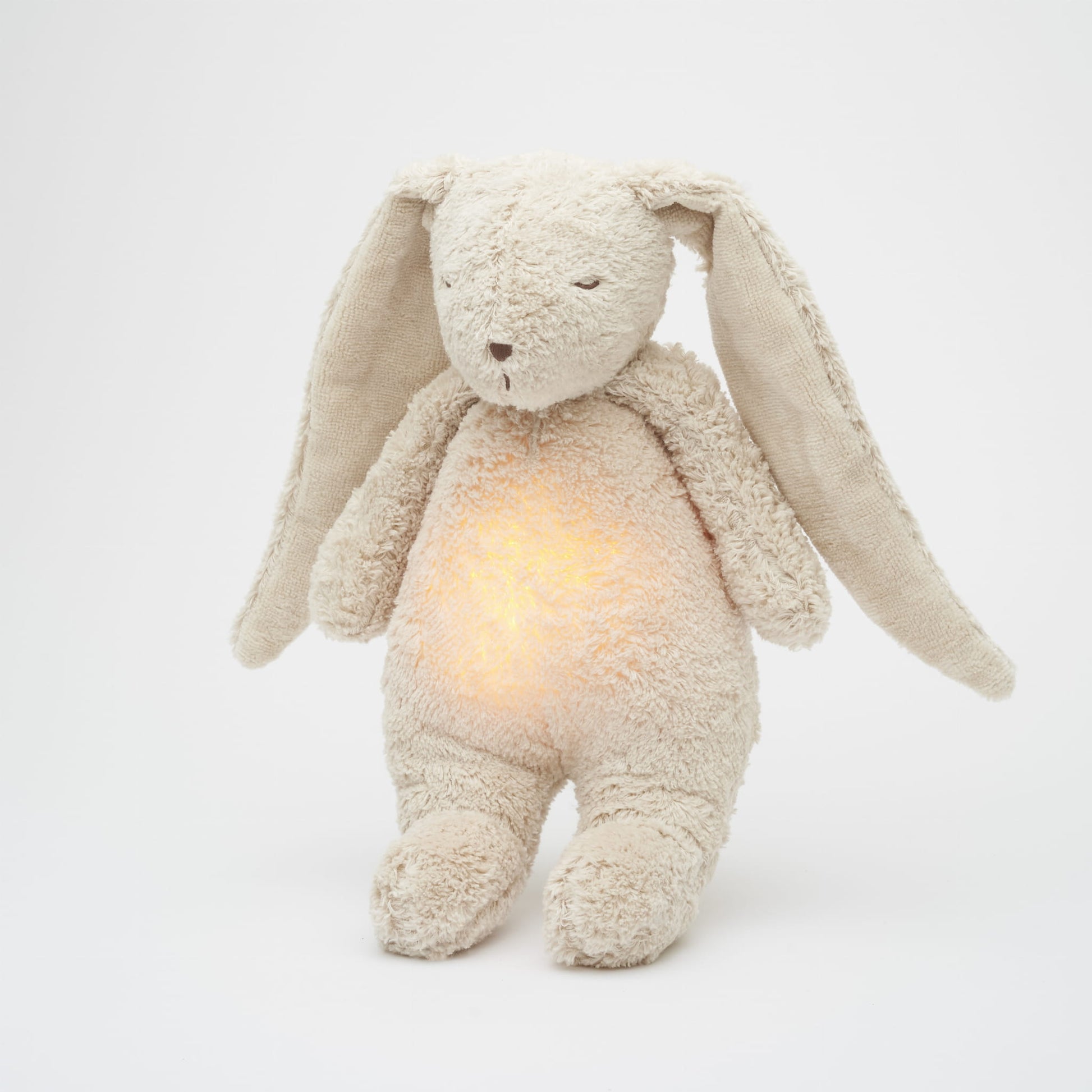 Moonie 2.0 Hase Einschlafhilfe in Sand – Kuscheltier aus Bio-Baumwolle mit natürlichen Klängen, Nachtlicht und Schrei-Detektor. Jetzt erhältlich in Winterthur, Zürich, Schweiz.