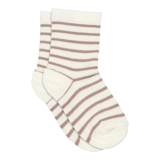 Kallie Socken von MP Denmark mit Streifenmuster in Wood Rose. Nachhaltige Bambus- und Baumwollsocken, erhältlich in Winterthur, Zürich, Schweiz.
