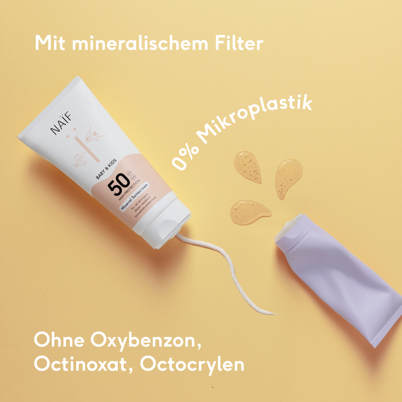 Mineralisches Sonnenschutzspray Baby und Kind ohne Oxybenzon Octinoxat Octocrylen NAÏF Schweiz