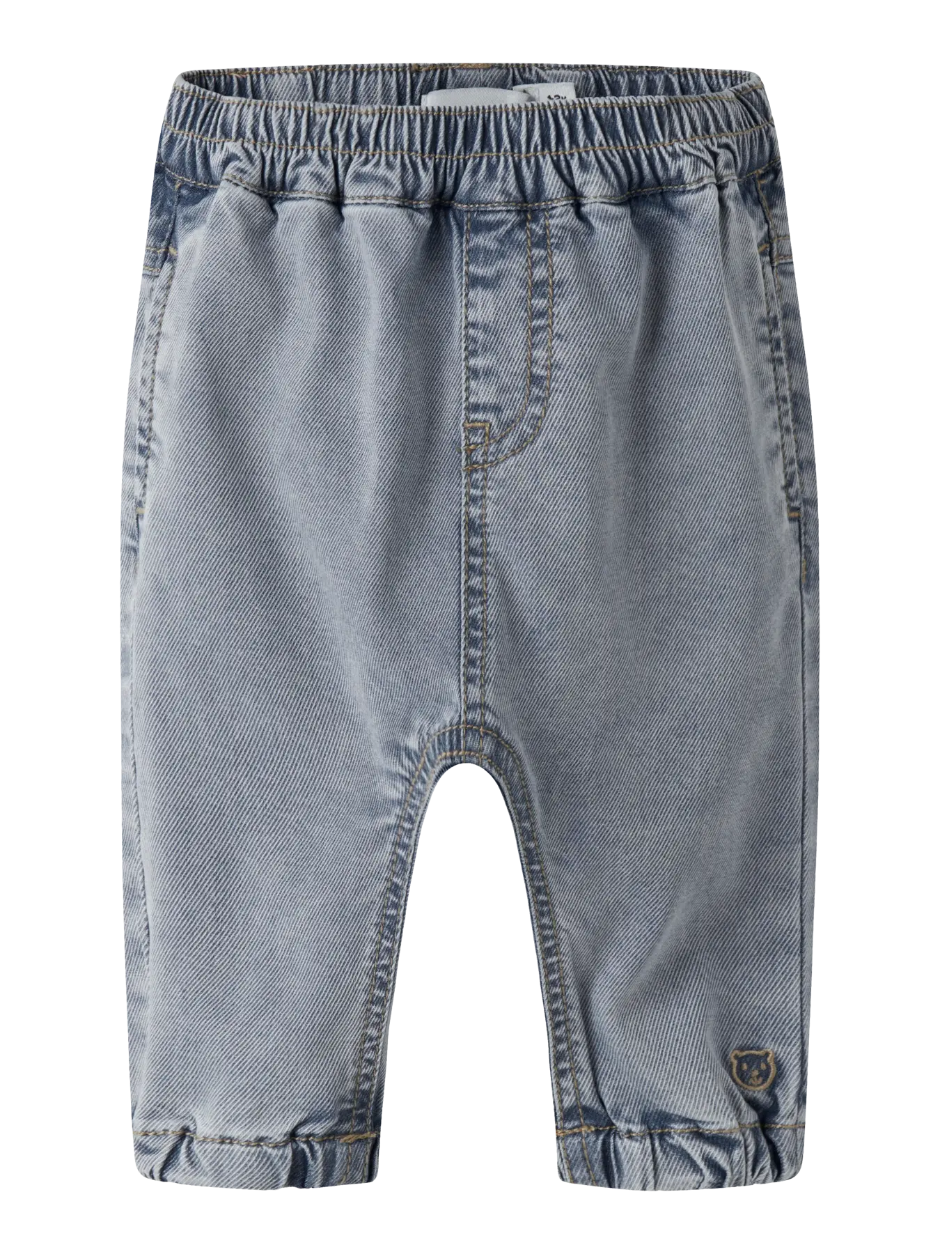 NAME IT Baby Jeans in hellblauem Denim mit elastischem Bund, erhältlich bei Bärechind in Winterthur, Zürich, Schweiz.