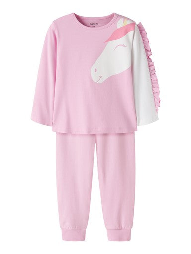 Name It Kinder Pyjama Set in Rosa mit Pferdemotiv und Rüschen, im Bärechind Winterthur Schweiz