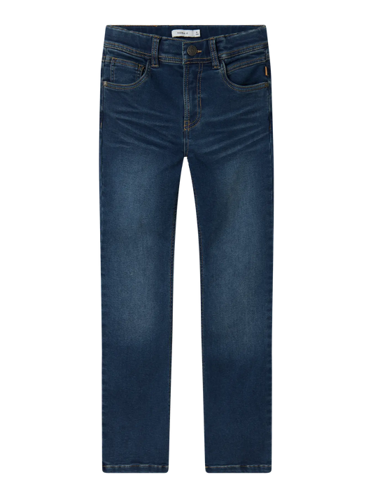 NAME IT Kinderjeans in Dunkelblau mit warmem Fleecefutter, erhältlich bei Bärechind in Winterthur, Zürich Schweiz.