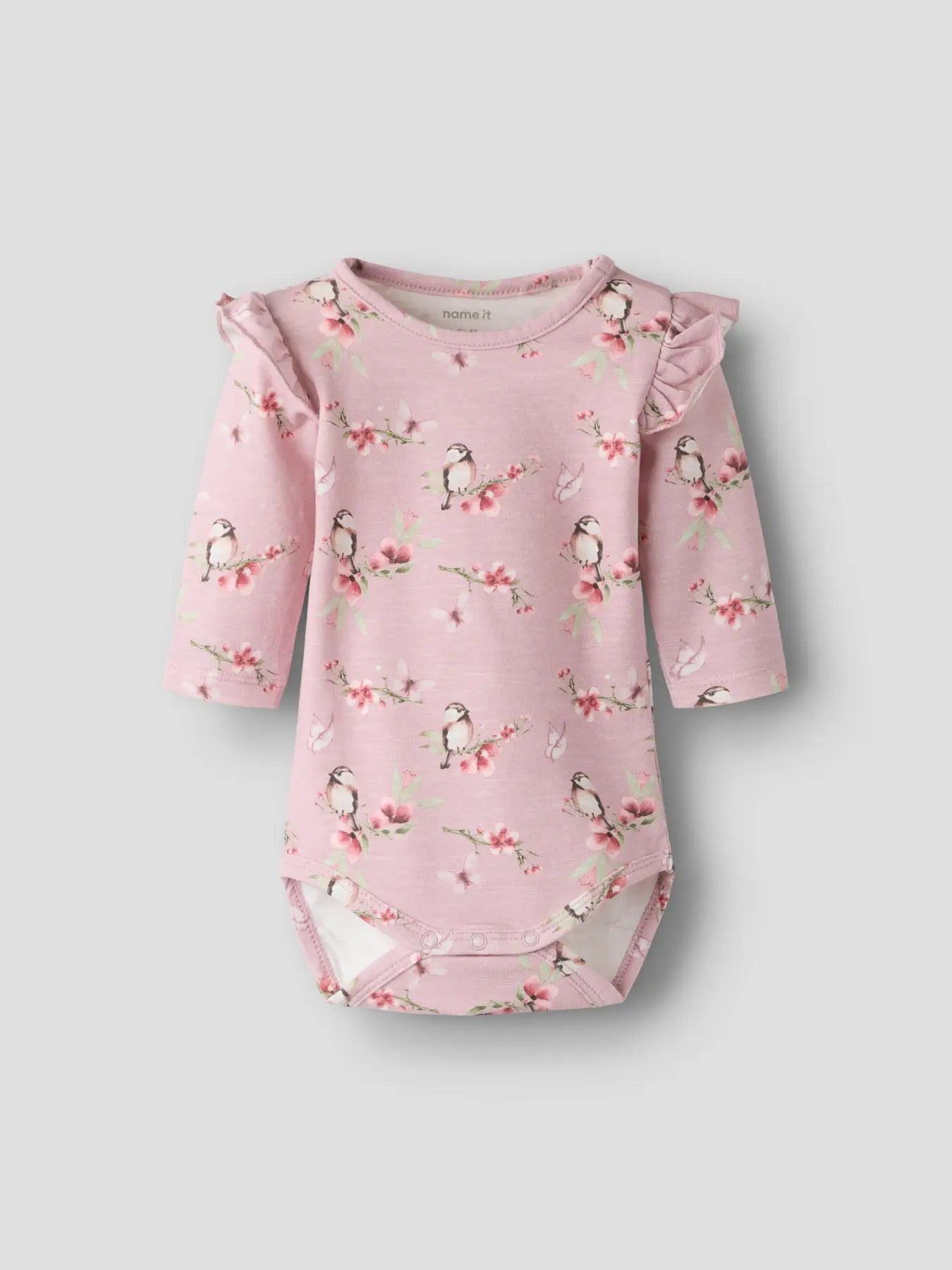 NAME IT Langarmbody mit Blumenmuster aus Bio-Baumwolle – nachhaltige Babymode bei Bärechind Winterthur Zürich Schweiz