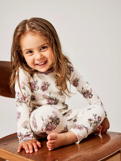 Bärechind, Name It Merino Langarmshirt Blumenprint Snow White, am Kind getragen